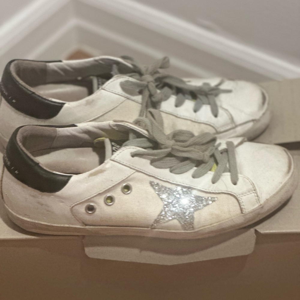 Authentic Size 38 Silver Star Golden Goose Sneakers